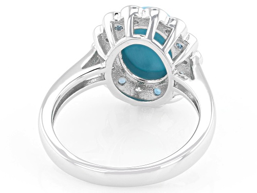 Pre-Owned Sleeping Beauty Turquoise, 0.44ctw Topaz & Prazana® Lab-Grown Diamonds Rhodium Over Silver - Size 5