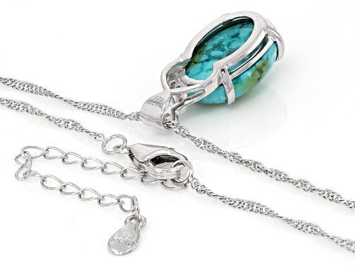 Pre-Owned 17x12mm Sonoran Composite Turquoise With 0.03ctw White Zircon Rhodium Over Silver Pendant/