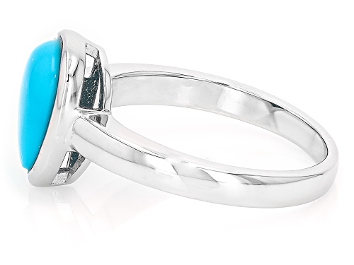 Pre-Owned 10x7mm Pear Shape Sleeping Beauty Turquoise Rhodium Over Sterling Silver Ring - Size 10