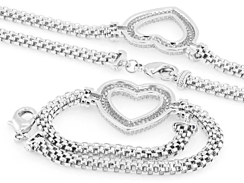 Pre-Owned Bella Luce® 3.80ctw Round White Diamond Simulant Rhodium Over Brass Heart Bracelet and Nec