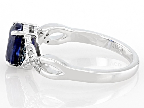 Pre-Owned 1.31ct Kyanite with 0.09ctw Blue Diamond and White Zircon Accent Rhodium Over Sterling Sil - Size 6