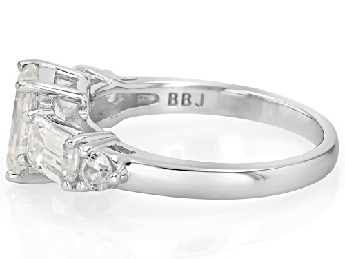 Pre-Owned 3.57ctw Emerald Cut Strontium Titanate With 0.27ctw White Zircon Rhodium Over Silver Ring - Size 9
