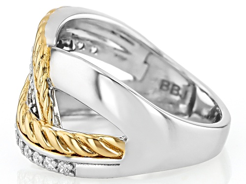 Pre-Owned Moissanite Fire® 0.44ctw DEW Round Platineve® and 14k Yellow Gold Over Silver Ring - Size 10