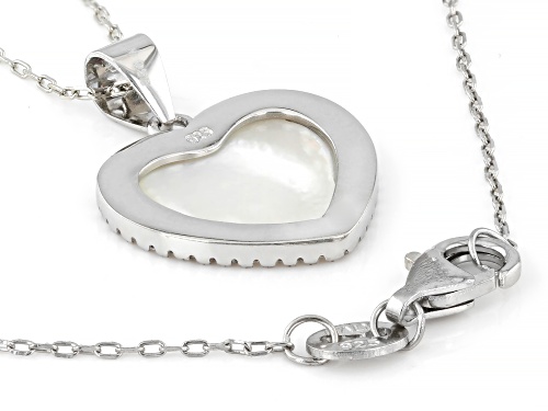 Pre-Owned Bella Luce® 0.28ctw Diamond Simulant & Mother-of-Pearl Rhodium Over Silver Boxed Heart Pen
