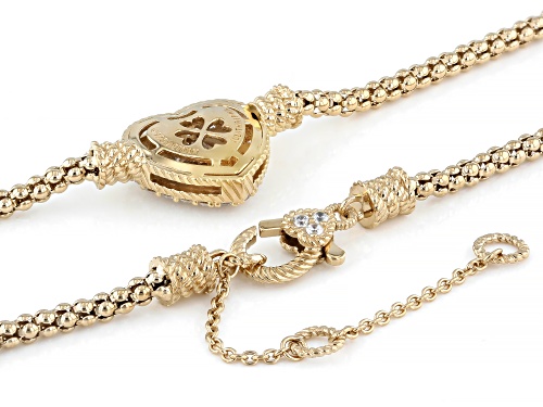 Pre-Owned Judith Ripka 3.26ctw White Bella Luce® 14k Gold Clad Haute Heart-Shaped Necklace - Size 18