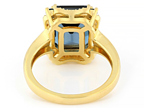 Pre-Owned 4.80ctw London Blue Topaz With 0.10ctw White Zircon 18k Yellow Gold Over Sterling Silver R - Size 5