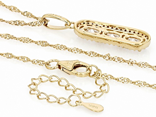 Pre-Owned MOISSANITE FIRE® 1.82CTW DEW OVAL AND ROUND BRILLIANT 14K YELLOW GOLD OVER SILVER PENDANT