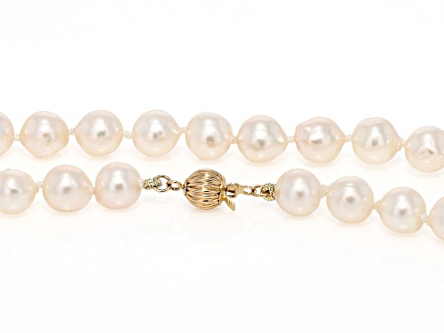 Pre-Owned 6mm White Cultured Japanese Akoya Pearl 14k Yellow Gold 18 Inch Strand Necklace - Size 18