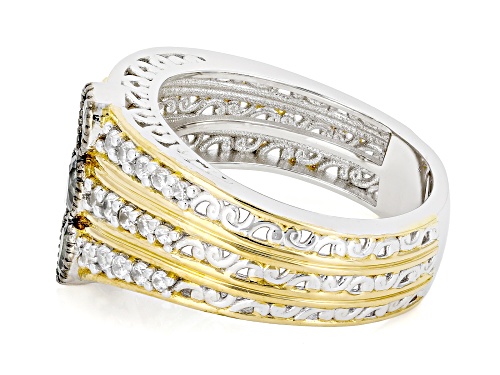 Pre-Owned 1.26ctw Chrysoberyl With White Zircon Rhodium & 24k Gold Over Palladium Sterling Silver Ri - Size 10