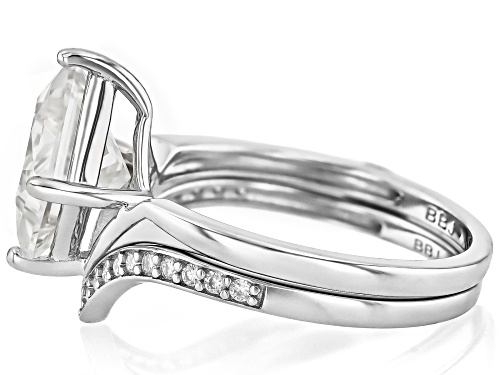 Pre-Owned Moissanite Fire® 3.01ctw DEW Square Princess cut and Round Brilliant Platineve® Ring and B - Size 7