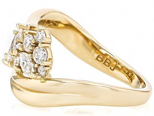 Pre-Owned Moissanite Fire® 1.10ctw DEW Marquise and Round 14k Yellow Gold Over Sterling Silver Bypas - Size 7