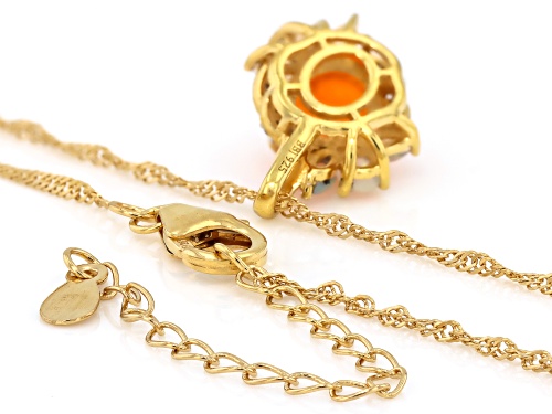 Pre-Owned 1.75ctw Ethiopian Opal With Prazana® Lab-Grown Diamonds 18k Yellow Gold Over Silver Pendan