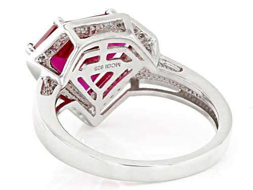 Pre-Owned 3.50ct Shield Cut Lab Created Ruby With 0.20ctw Lab Created Sapphire Platinum Over Silver - Size 8