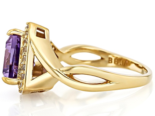 Pre-Owned 2.00ct Canela Amethyst With 0.47ctw White Zircon 18k Yellow Gold Over Sterling Silver Ring - Size 7