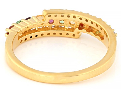 Pre-Owned 0.45ctw Multi Garnet With 0.27ctw White Zircon 18K Yellow Gold Over Sterling Silver Ring - Size 8