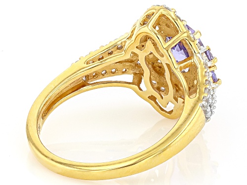 Pre-Owned 0.84ctw Tanzanite With 0.44ctw White Zircon 18k Yellow Gold Over Sterling Silver Ring - Size 6