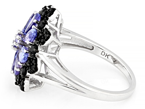 Pre-Owned 1.45ctw Tanzanite With 0.69ctw Black Spinel Rhodium Over Sterling Silver Ring - Size 6