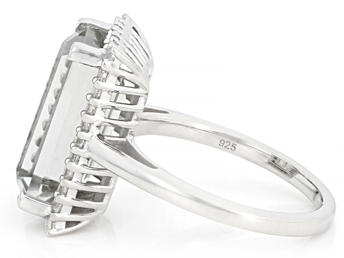 Pre-Owned 4.11ctw Prasiolite with 0.34ctw White Zircon Rhodium Over Sterling Silver Ring - Size 9