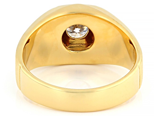 Pre-Owned MOISSANITE FIRE® 1.00CT DEW ROUND BRILLIANT 14K YELLOW GOLD OVER SILVER MENS RING - Size 12