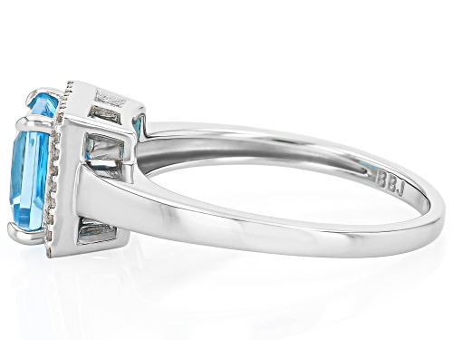 Pre-Owned 1.90ct Princess Cut Swiss Blue Topaz with 0.11ctw White Zircon Platinum Over Sterling Silv - Size 8
