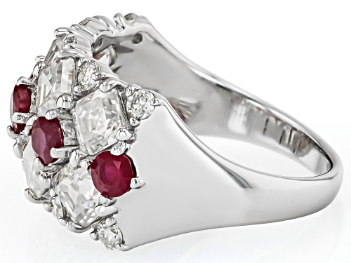 Pre-Owned MOISSANITE FIRE® 3.26CTW DEW AND 1.05CTW MAHALEO(R)RUBY PLATINEVE® RING - Size 8