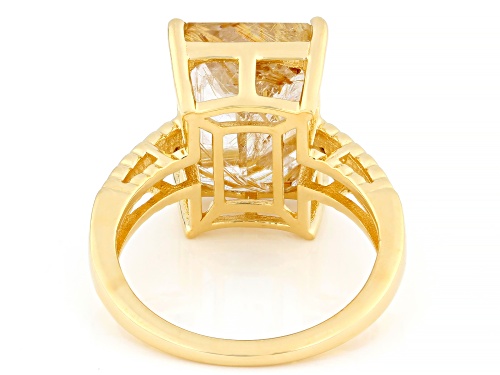 Pre-Owned 7.27ct Golden Rutilated Quartz with 0.14ctw Smoky Quartz 18k Yellow Gold Over Sterling Sil - Size 10