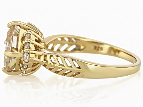 Pre-Owned 3.30ct Strontium Titanate With 0.25ctw Prazana® Lab Grown Diamonds 18k Yellow Gold Over Si - Size 10