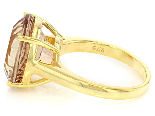Pre-Owned 8.84ct Champagne Quartz 18k Yellow Gold Over Sterling Silver Solitaire Ring - Size 6