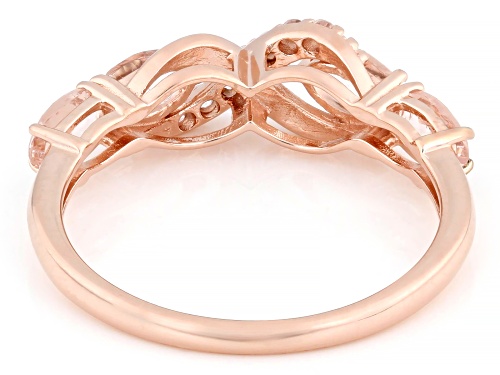 Pre-Owned 0.88ctw Peach Morganite With 0.09ctw White Zircon 18k Rose Gold Over Sterling Silver Ring - Size 6