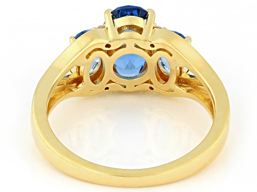 Pre-Owned 2.73ctw Lab Created Blue Spinel With 0.03ctw White Zircon 18k Yellow Gold Over Sterling Si - Size 5