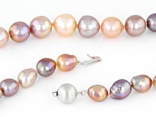 Pre-Owned 9-12mm Multi-Color Cultured Kasumiga Pearl Rhodium Over Sterling Silver 20 Inch Necklace - Size 20