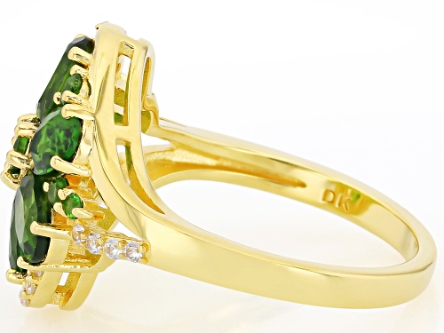 Pre-Owned 4.53ctw Chrome Diopside with 0.12ctw White Zircon 18K Yellow Gold Over Silver Ring - Size 7