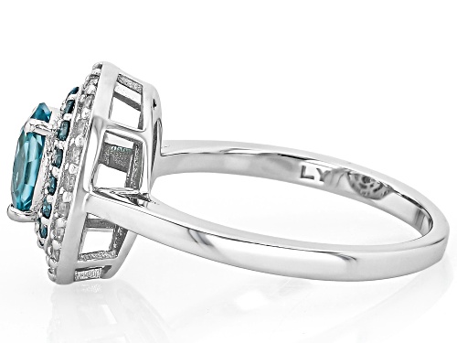 Pre-Owned 1.06ctw Blue & White Zircon with 0.15ctw Blue Prazana® Lab Grown Diamonds Rhodium Over Sil - Size 6
