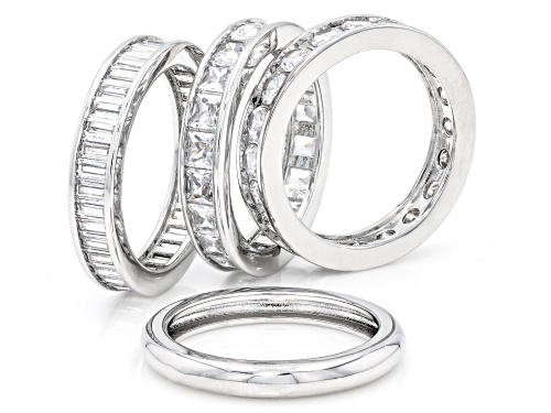 Pre-Owned Bella Luce® 10.82ctw White Diamond Simulant Rhodium Over Brass Ring Set of 4 - Size 6