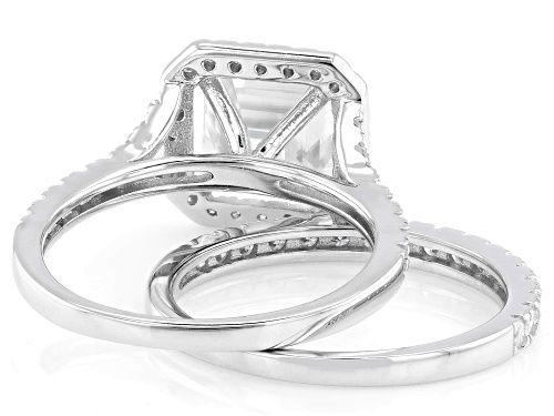 Pre-Owned MOISSANITE FIRE® 4.15CTW DEW ASSCHER CUT AND ROUND PLATINEVE® RING WITH BAND - Size 8