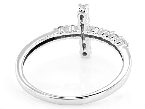 Pre-Owned Bella Luce® 0.50ctw White Diamond Simulant Rhodium Over Sterling Silver Cross Ring - Size 6