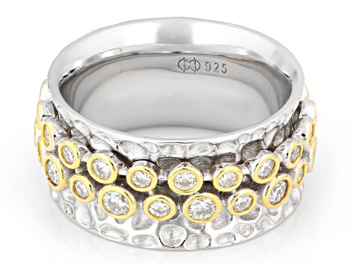 Pre-Owned MOISSANITE FIRE® 1.40CTW DEW ROUND PLATINEVE® AND 14K YELLOW GOLD OVER SILVER SPINNER RING - Size 9