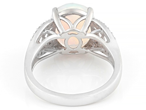 Pre-Owned 2.12ct Ethiopian Opal with 0.27ctw White Zircon Rhodium Over Sterling Silver Ring - Size 9