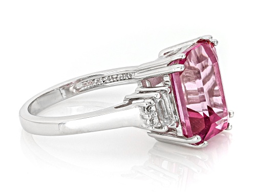 Pre-Owned 4.90ct Pink Topaz With 0.31ctw White Topaz Rhodium Over Sterling Silver Ring - Size 8
