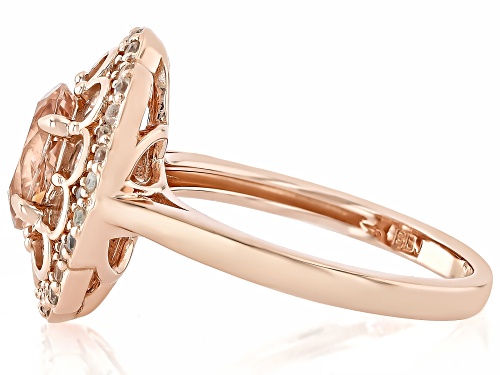 Pre-Owned 0.90ct Peach Morganite With 1.23ctw White Zircon 18k Rose Gold Over Sterling Silver Ring - Size 10