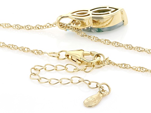 Pre-Owned 2.33ctw Aquadite® Chalcedony, Apatite & White Zircon 18k Yellow Gold Over Silver Pendant W
