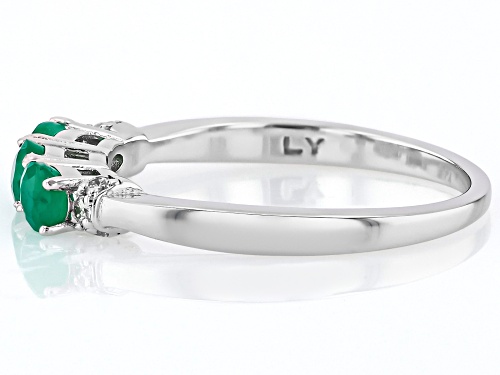 Pre-Owned 0.43ctw Zambian Emerald with 0.05ctw Prazana® Lab Grown Diamonds Rhodium Over Sterling Sil - Size 7