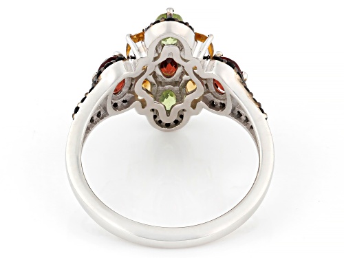 Pre-Owned 2.40ctw Multi-Gemstone Rhodium Over Sterling Silver Ring - Size 6