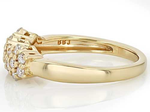 Pre-Owned MOISSANITE FIRE® .63CTW DEW ROUND BRILLIANT 14K YELLOW GOLD OVER STERLING SILVER CLUSTER B - Size 8