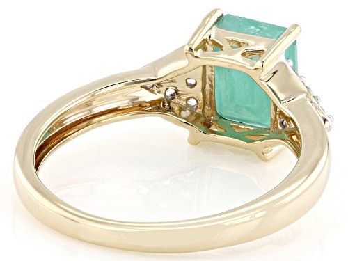 Pre-Owned 1.40ct Emerald With 0.25ctw White Zircon 18k Yellow Gold Over Sterling Silver Ring - Size 7