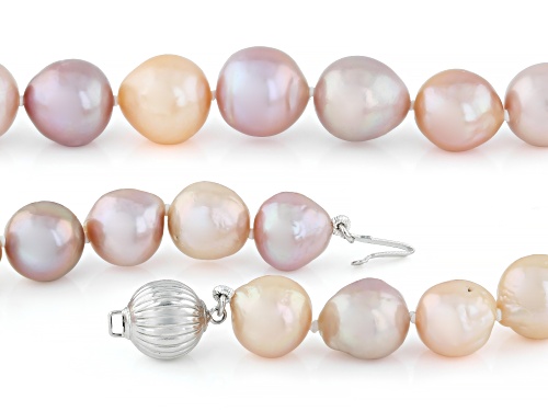 Pre-Owned Genusis™ 9.5-12mm Multi-Color Cultured Freshwater Pearl Rhodium Over Sterling Silver 20 In - Size 20