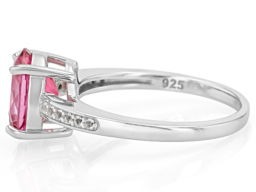 Pre-Owned 2.68ct Oval Pink Topaz With 0.17ctw White Topaz Rhodium Over Sterling Silver Ring - Size 9