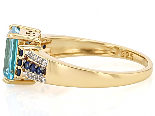 Pre-Owned 2.70ct Glacier Topaz™ with 0.28ctw Lab Blue & White Sapphire 18k Yellow Gold Over Silver R - Size 6