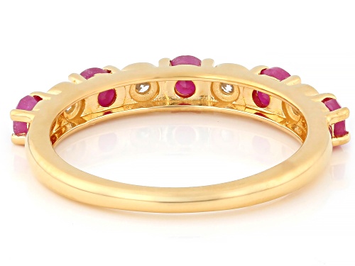 Pre-Owned 0.63ctw John Saul Ruby With 0.14ctw Lab Grown White Diamond 18k Yellow Gold Over Silver Ri - Size 7