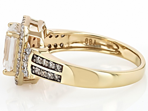 Pre-Owned MOISSANITE FIRE® 2.07CTW DEW AND .13CTW CHAMPAGNE DIAMOND 14K YELLOW GOLD OVER SILVER RING - Size 9